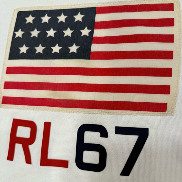 Polo Ralph Lauren’s Unisex Kids Pullover Sweatshirt W/ Fabric Flag & RL67 Sz M - Picture 6 of 12